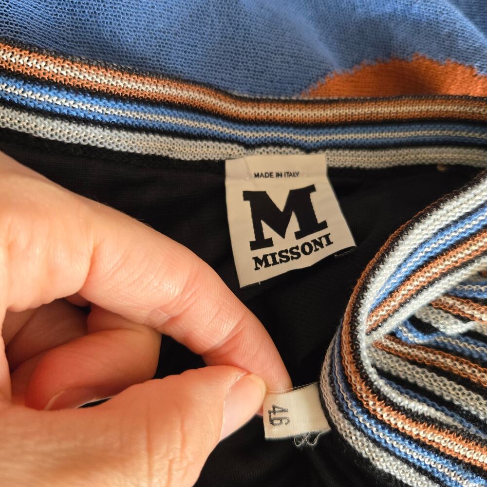 M Missoni Womens Knit Skirt Striped Wave Retro A Line Lightweight Euro Blue 10 - Picture 10 of 10